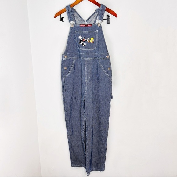 Vintage 90s Looney Tunes Embroidered Overalls Youth 16 - Picture 2 of 6
